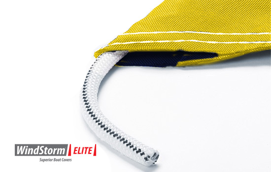 Heavy duty marine grade shock cord sewn into the hem helps keep the boat safe and dry at all times.