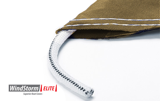 Heavy duty marine grade shock cord sewn into the hem helps keep the boat safe and dry at all times.